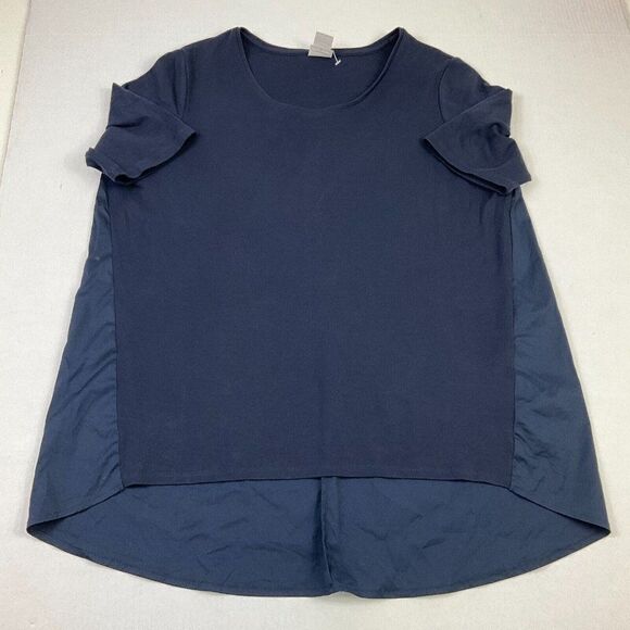 Chicos Womens Swing T-Shirt Blue Short Sleeve Tee Scoop Neck Top Size 2 L Large - Picture 1 of 11